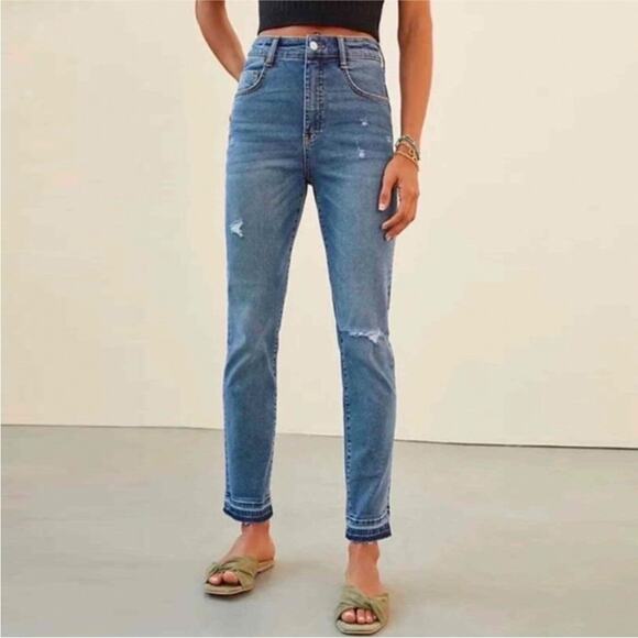 Anthropologie Pilcro Distressed High Rise Cigarette Frayed Hem Straight Jeans 30 - Picture 10 of 10